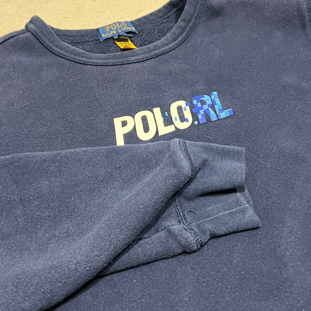 Polo Ralph Lauren Kids Navy Blue Graphic Logo Sweatshirt Size XL TG 18 20